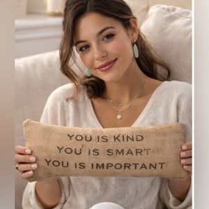 Inspirational Burlap Lumbar Accent Pillow